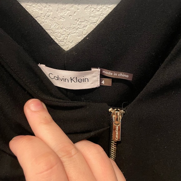 Black Calvin Klein BodyCon Mini Dress Gold Zipper Size 4 - Picture 4 of 11